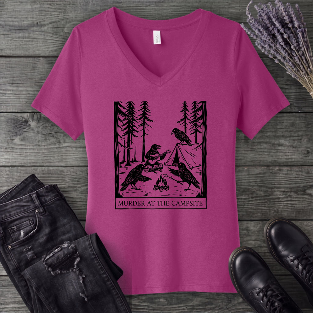 Murder At The Campsite V-Neck T-Shirt