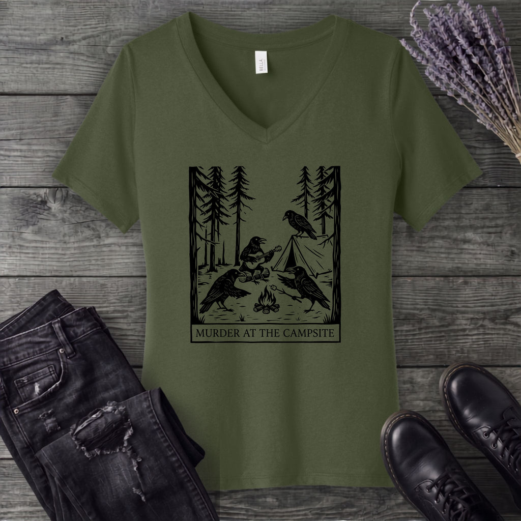 Murder At The Campsite V-Neck T-Shirt