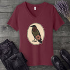 Pressed Flower Crow V-Neck T-Shirt