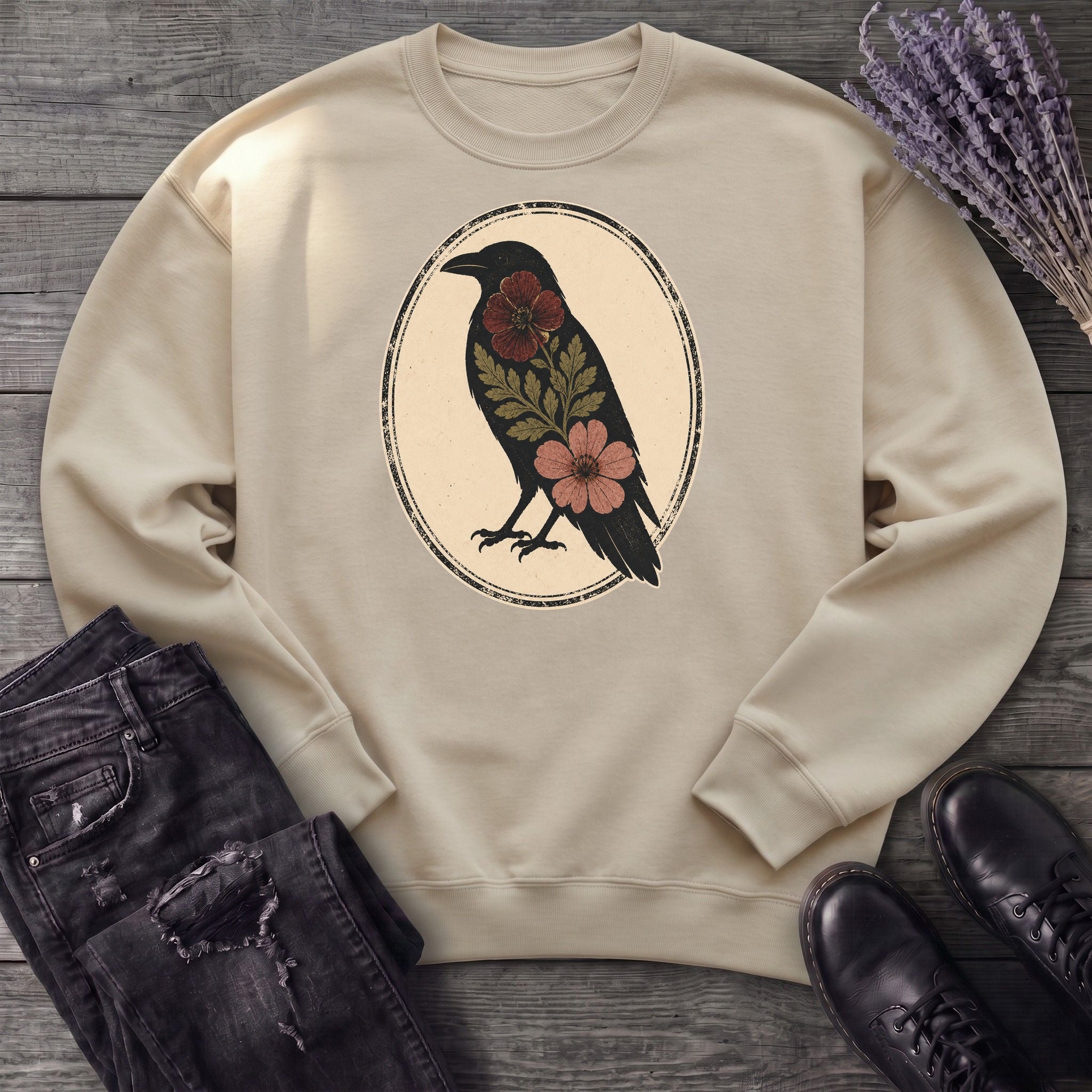 Pressed Flower Crow Sweatshirt