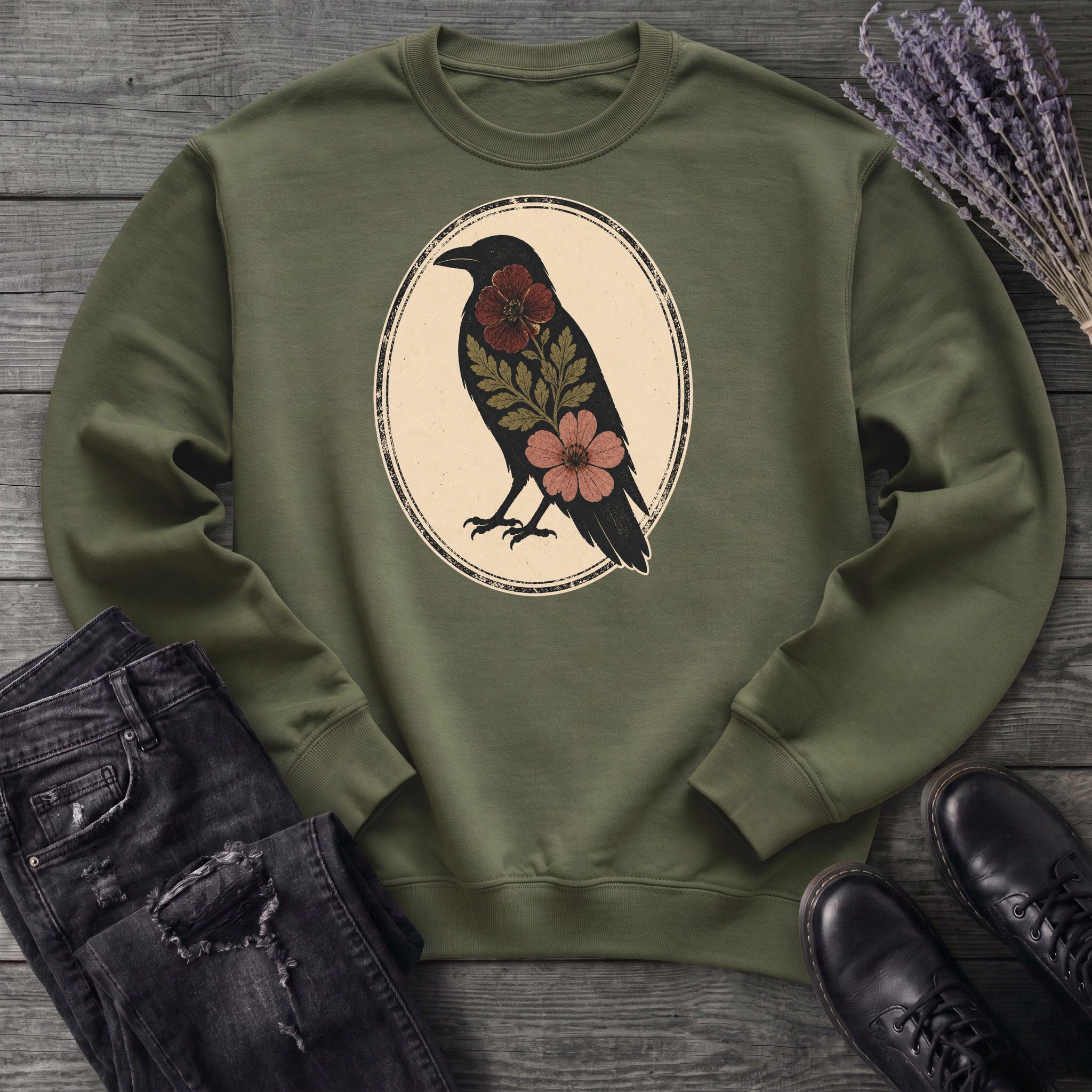 Pressed Flower Crow Sweatshirt
