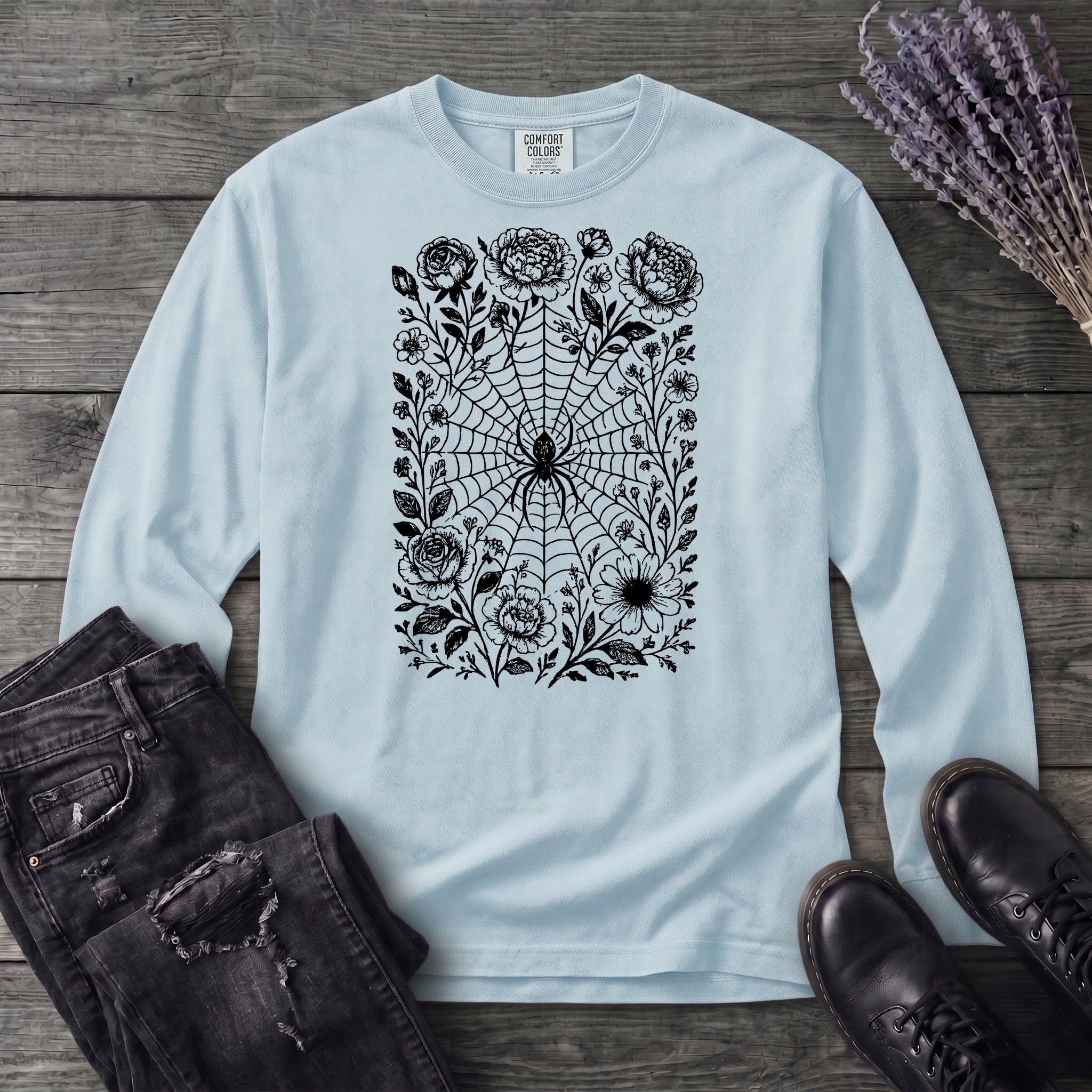 Flower Spiderweb Long Sleeve T-Shirt