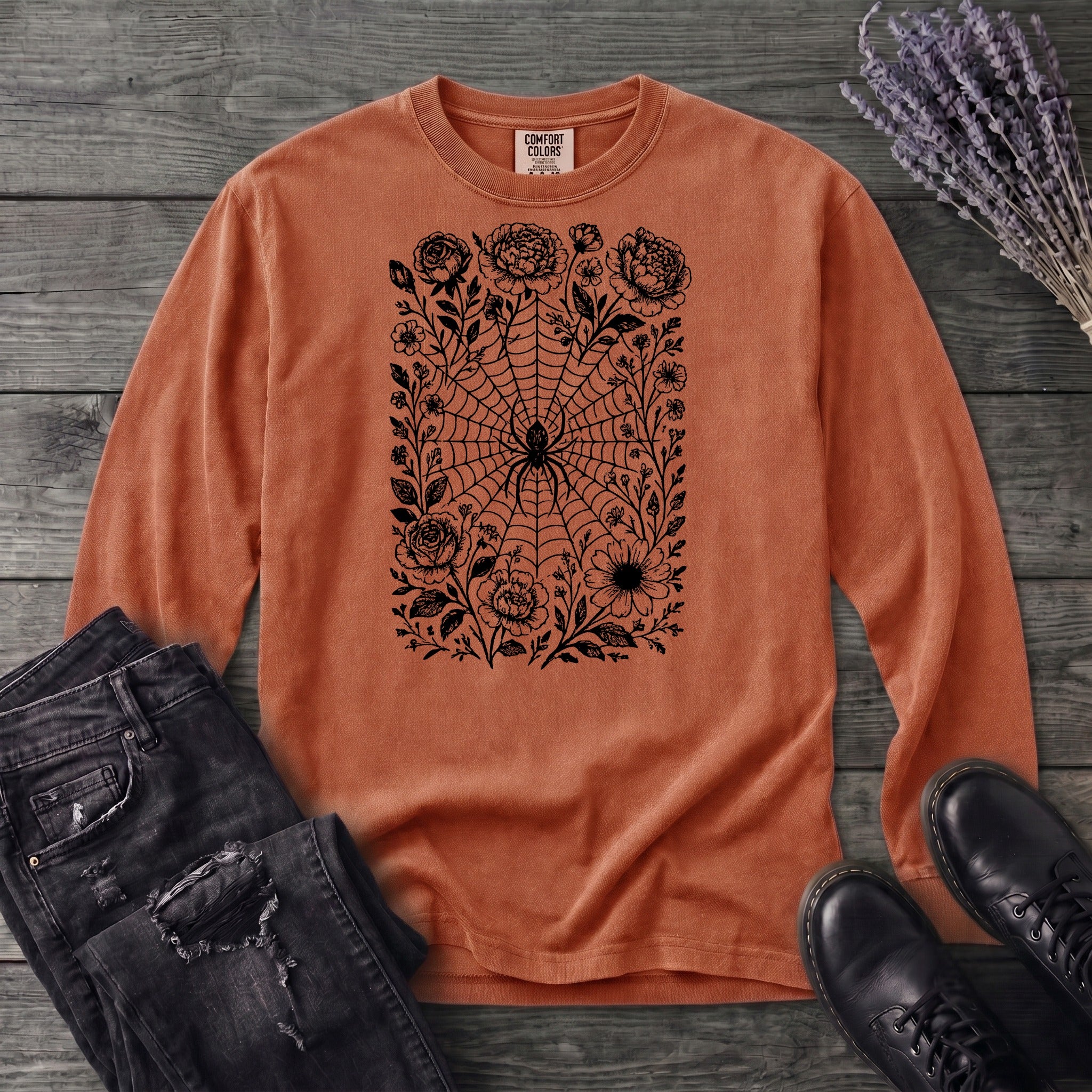 Flower Spiderweb Long Sleeve T-Shirt