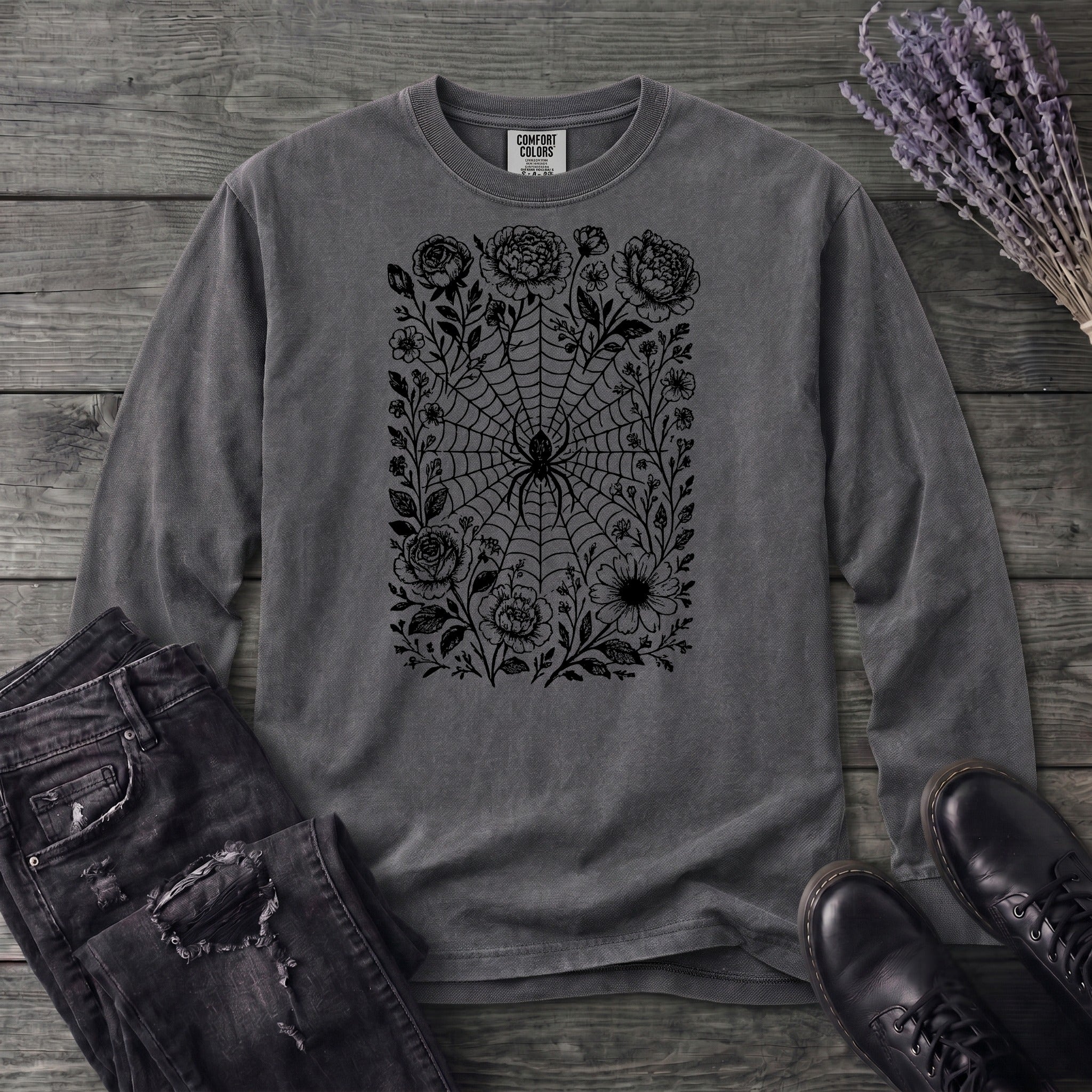 Flower Spiderweb Long Sleeve T-Shirt