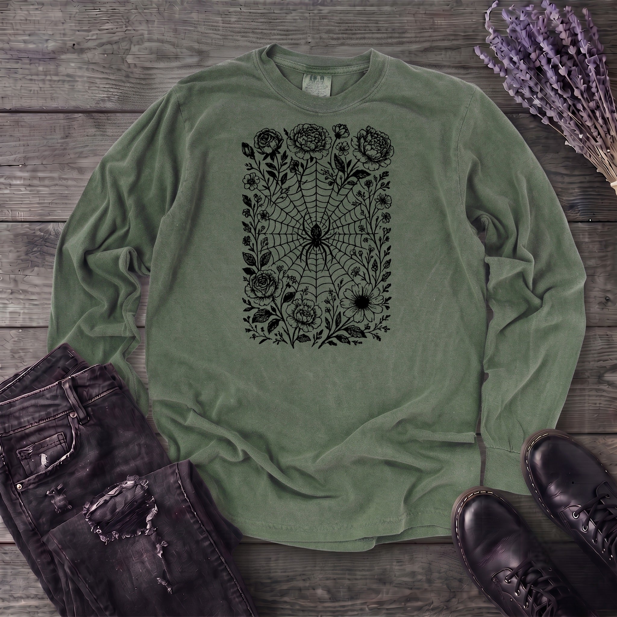Flower Spiderweb Long Sleeve T-Shirt