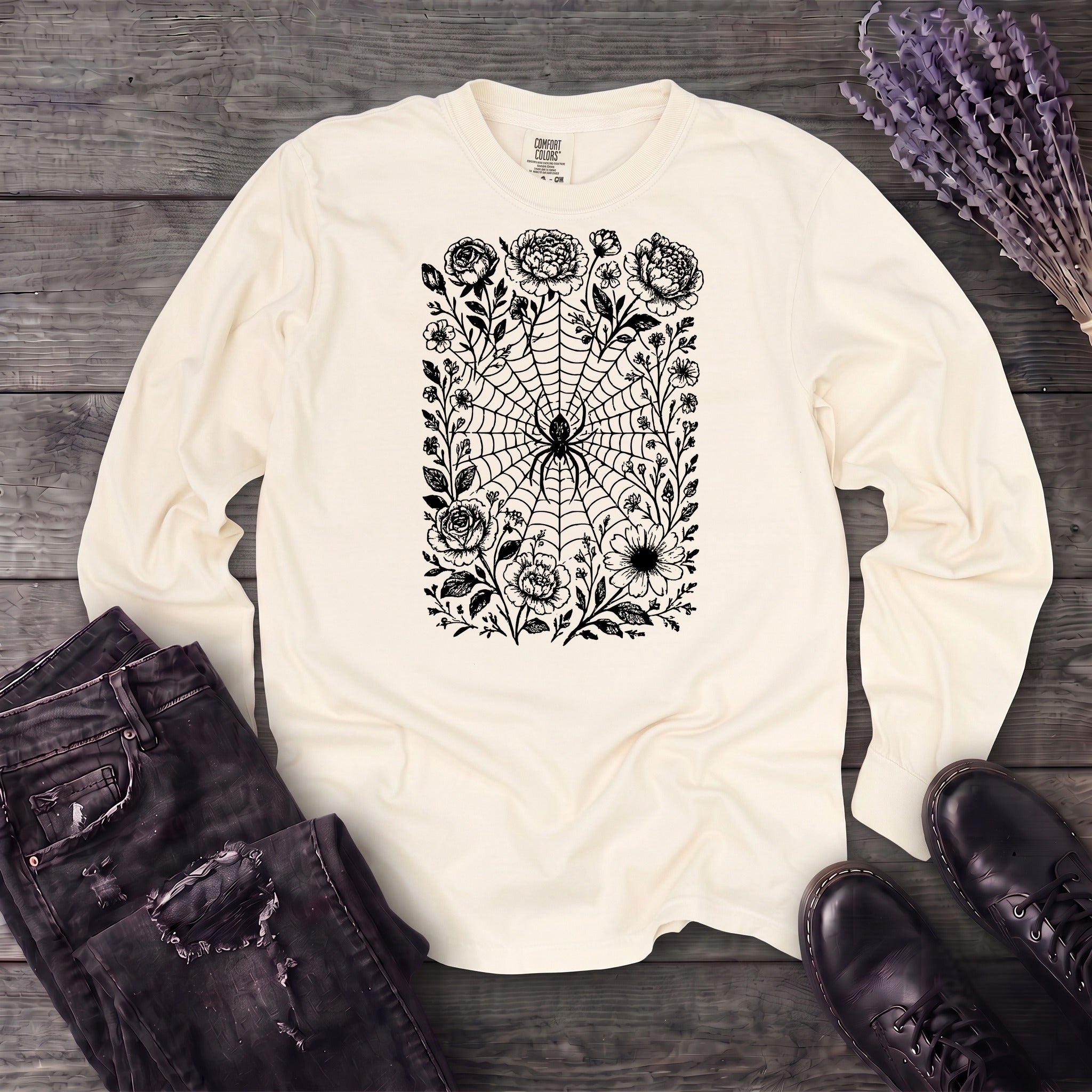 Flower Spiderweb Long Sleeve T-Shirt