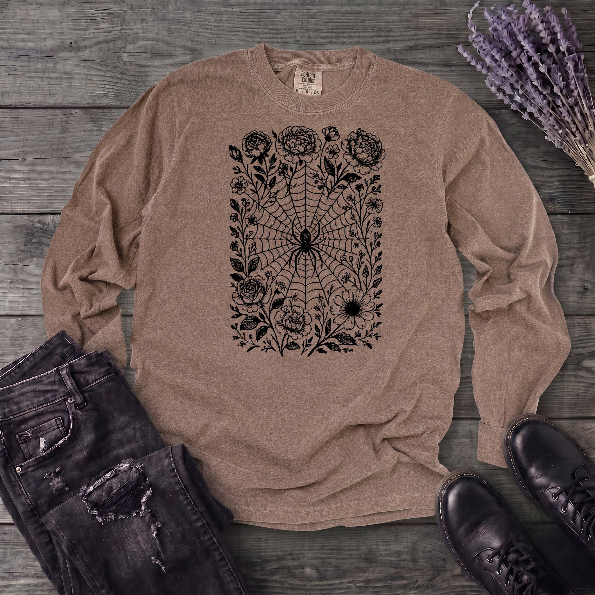 Flower Spiderweb Long Sleeve T-Shirt
