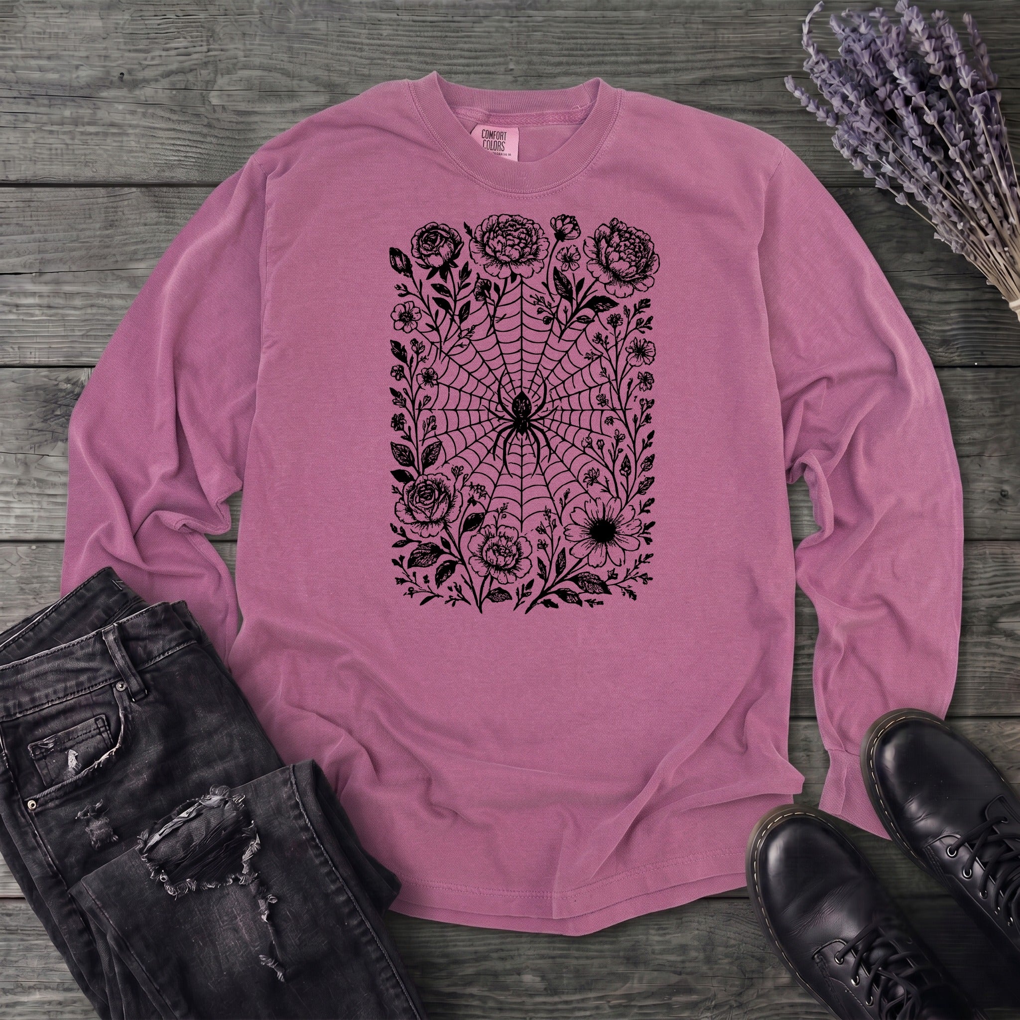 Flower Spiderweb Long Sleeve T-Shirt