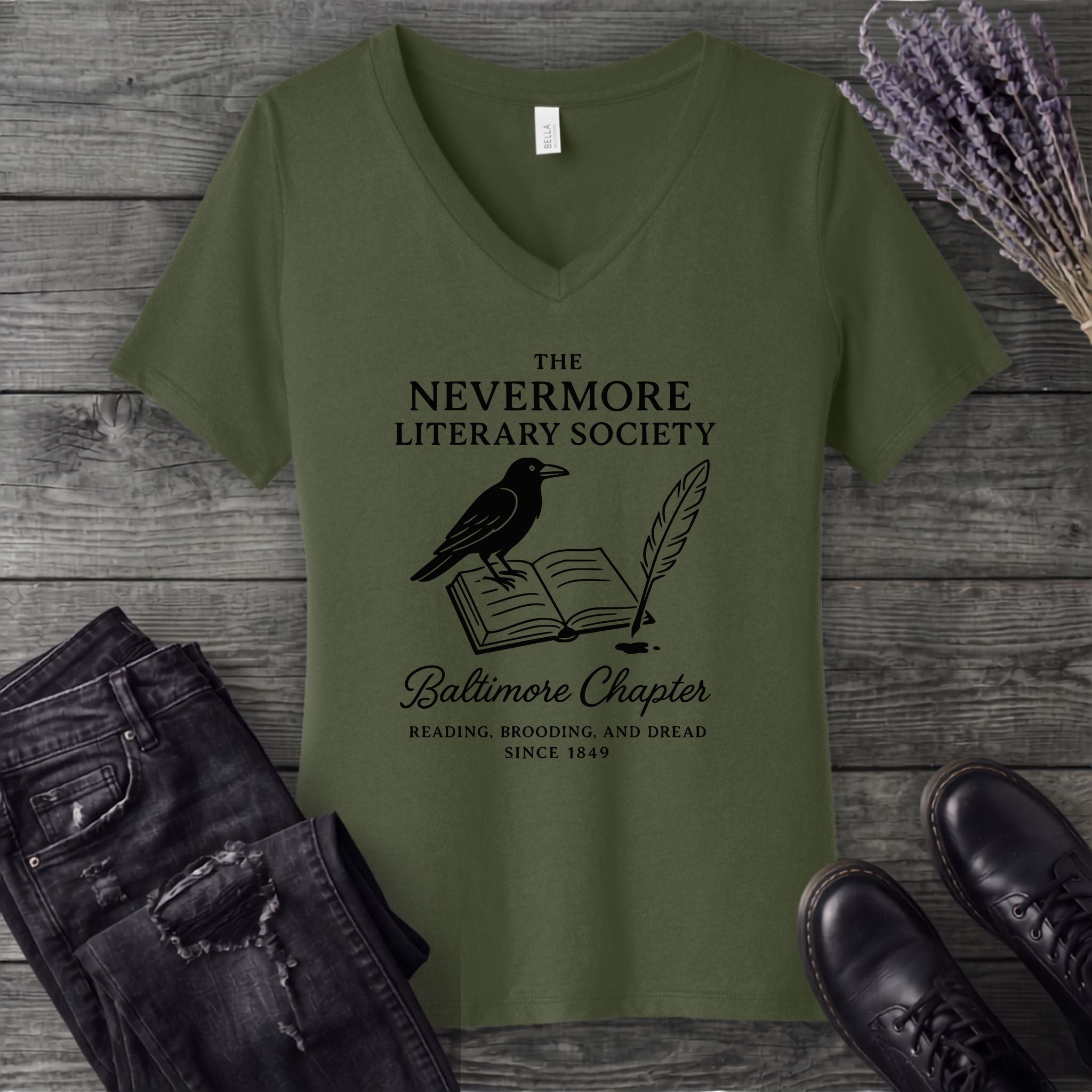 Nevermore Literary Society V-Neck T-Shirt