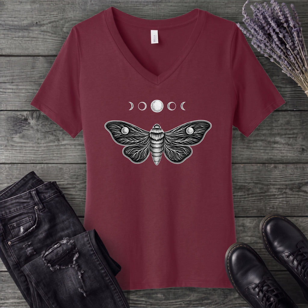 Moth Moon V-Neck T-Shirt