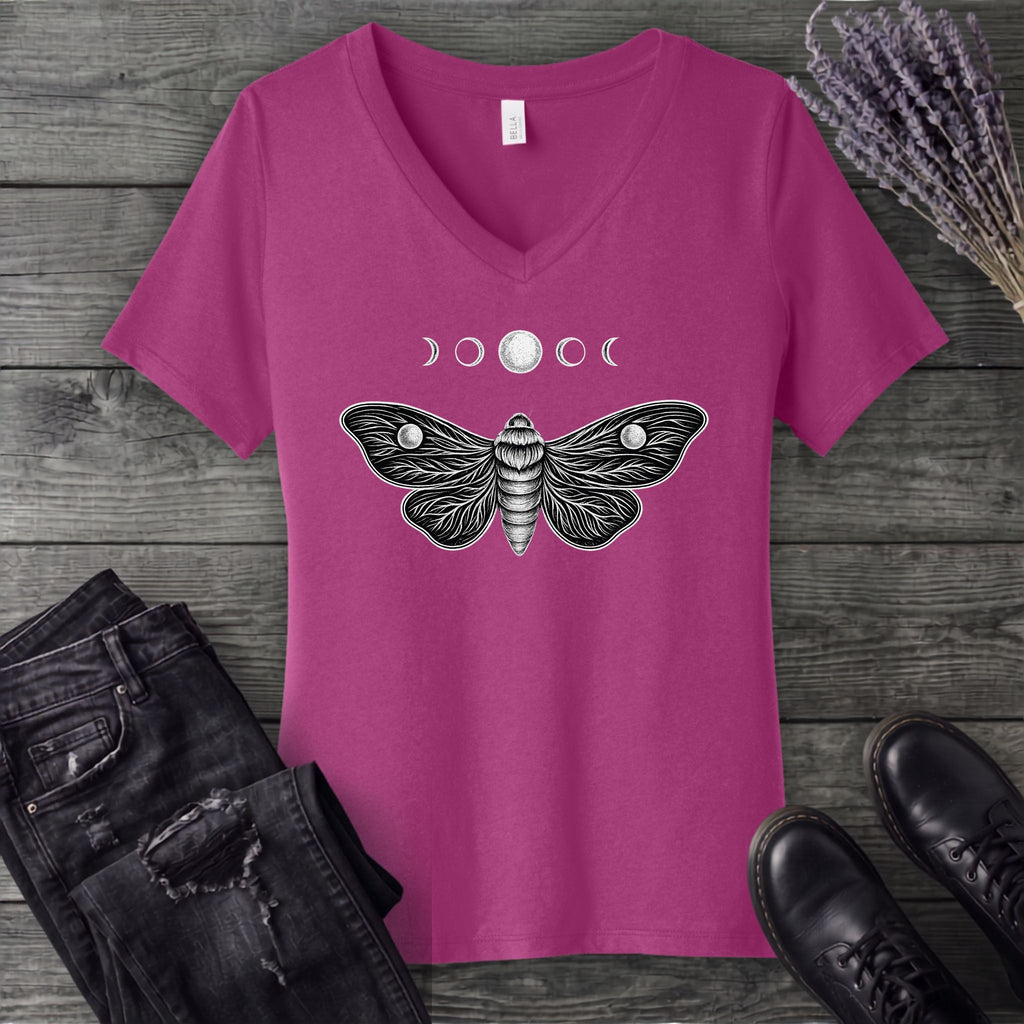 Moth Moon V-Neck T-Shirt