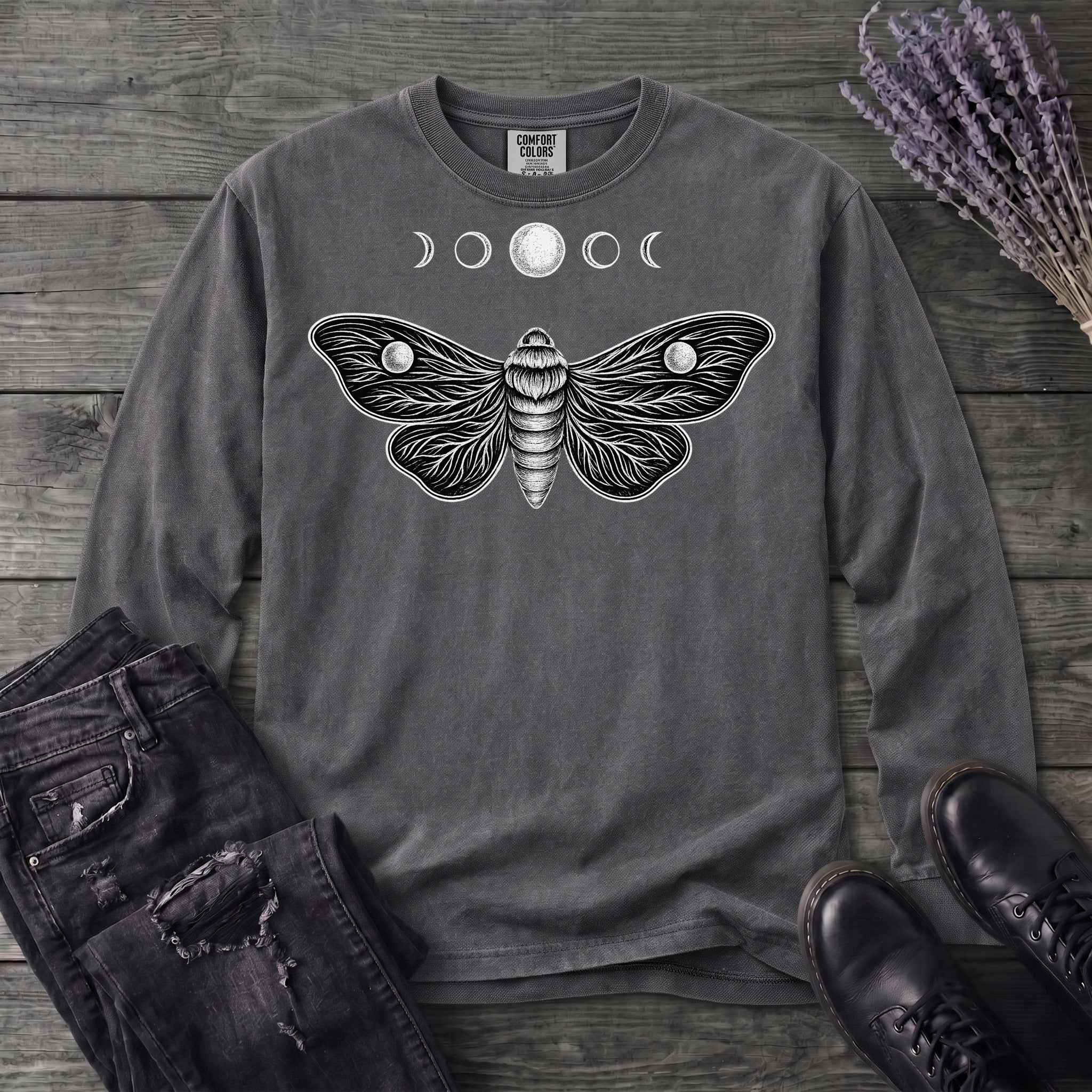 Moth Moon Long Sleeve T-Shirt