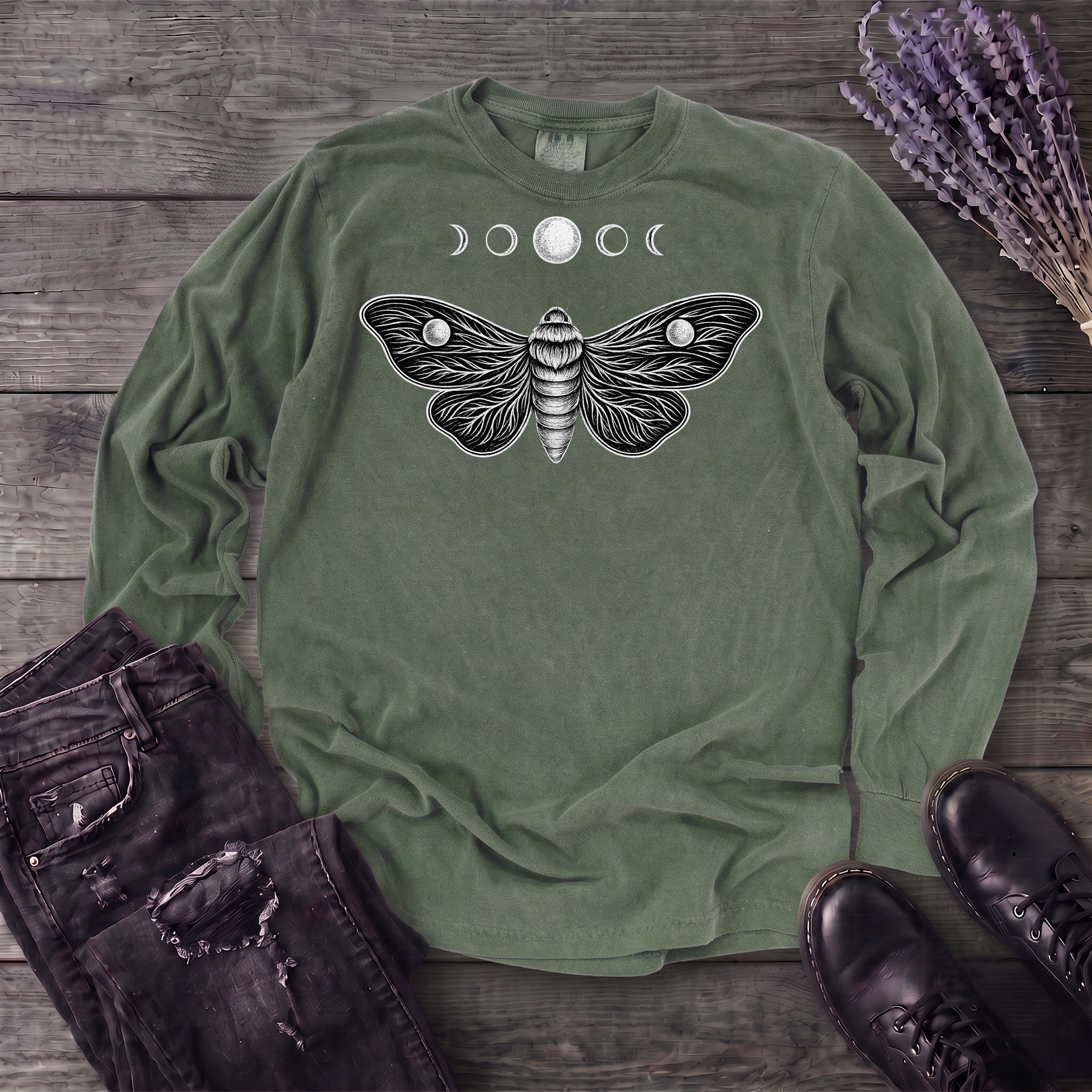 Moth Moon Long Sleeve T-Shirt