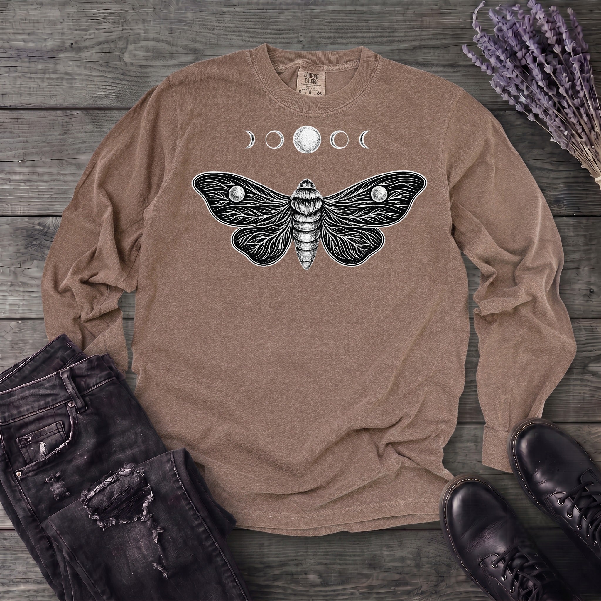 Moth Moon Long Sleeve T-Shirt