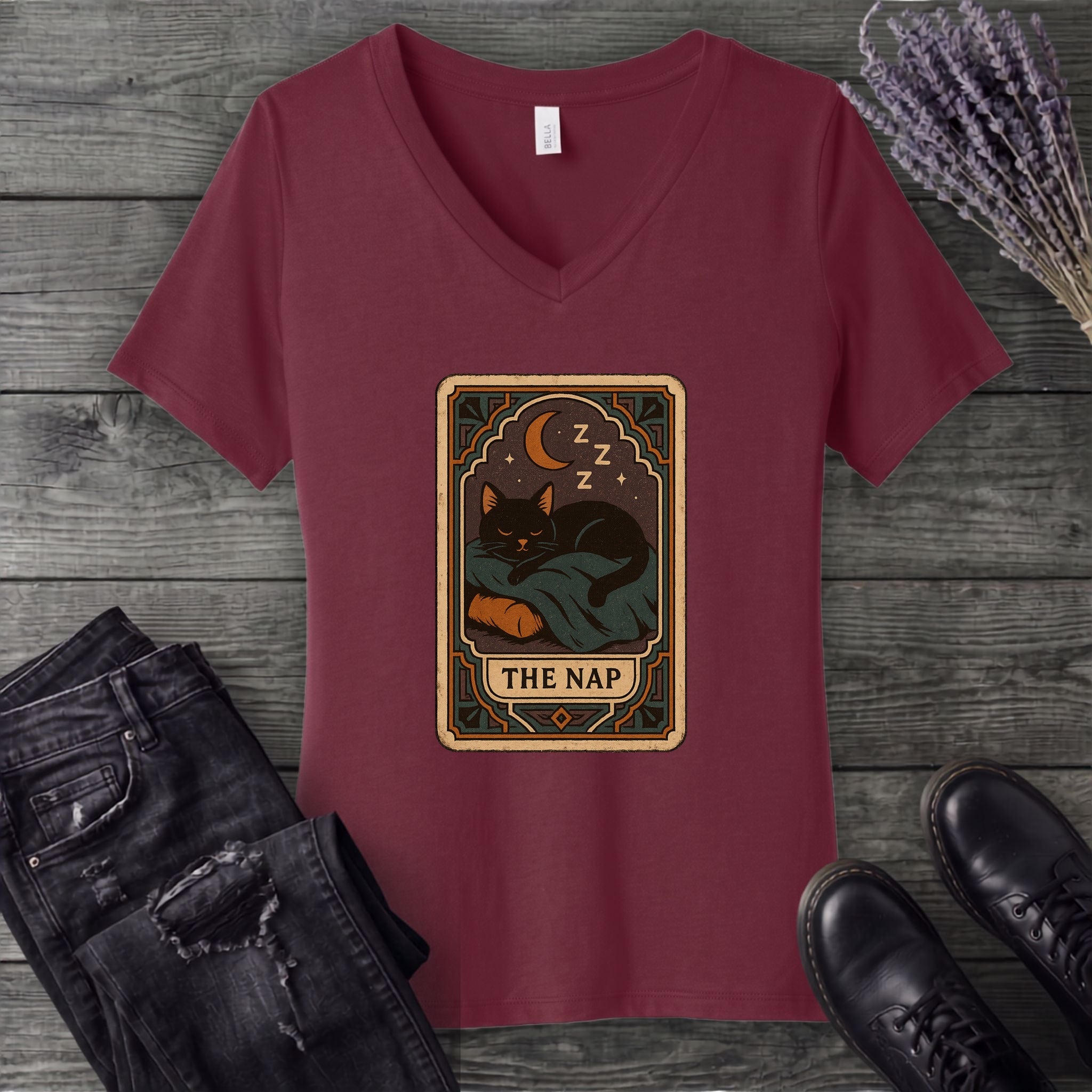 nap tarot card V-Neck T-Shirt