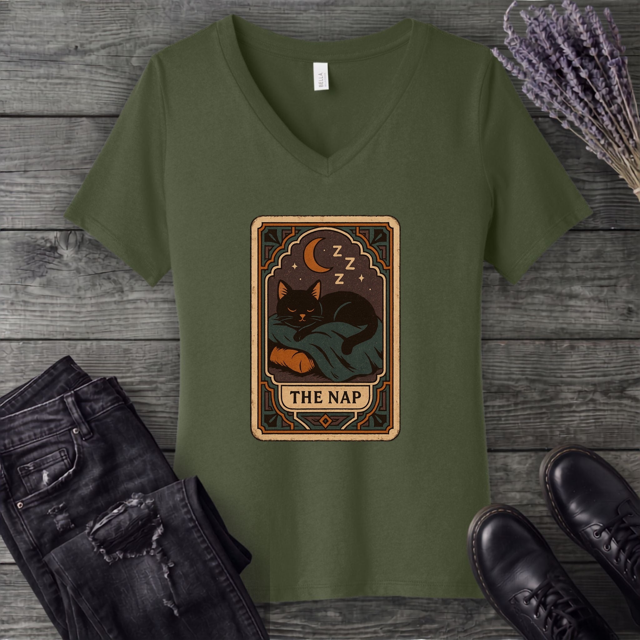 nap tarot card V-Neck T-Shirt