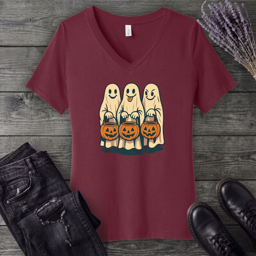 Trick Or Treat Ghosts V-Neck T-Shirt