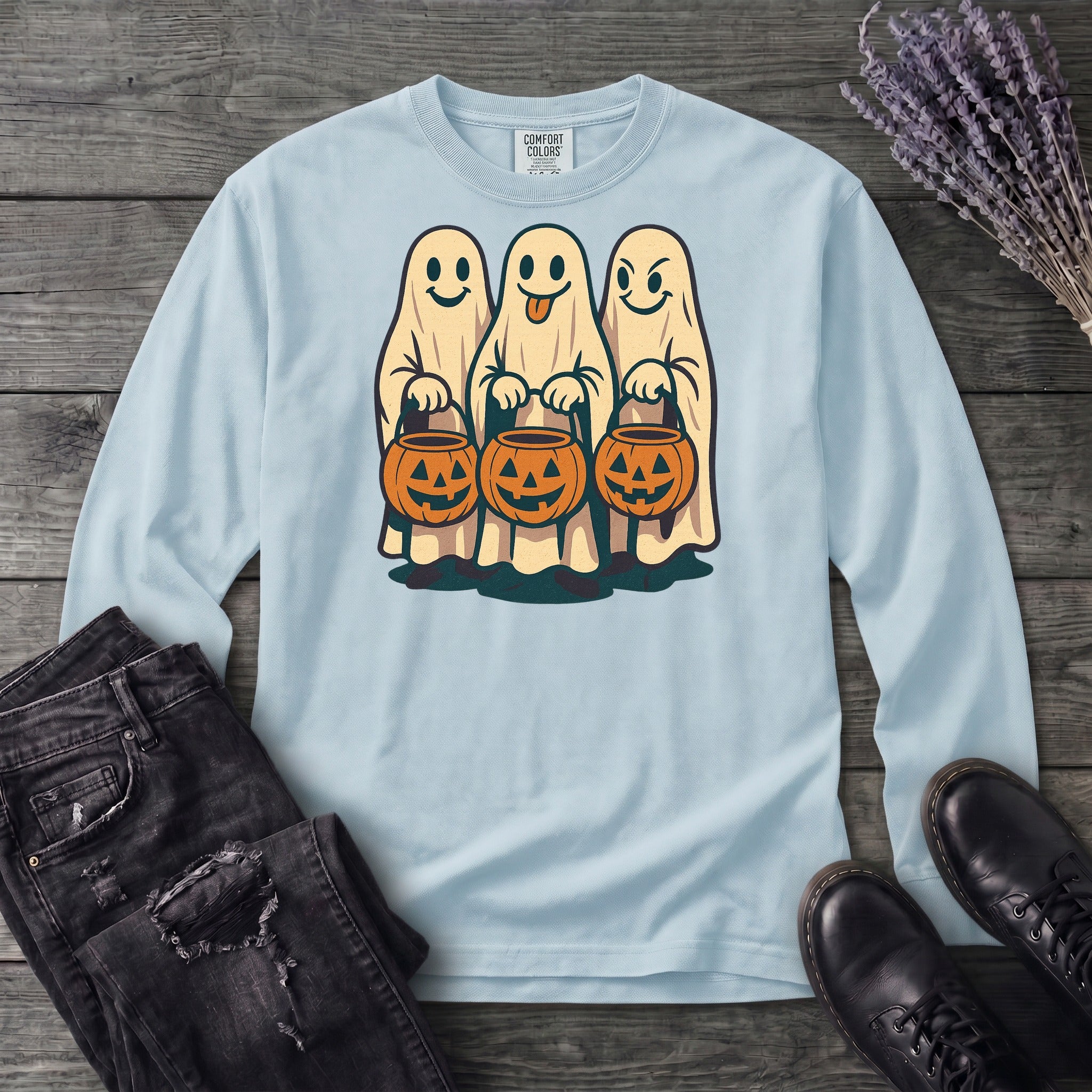 Trick Or Treat Ghosts Long Sleeve T-Shirt