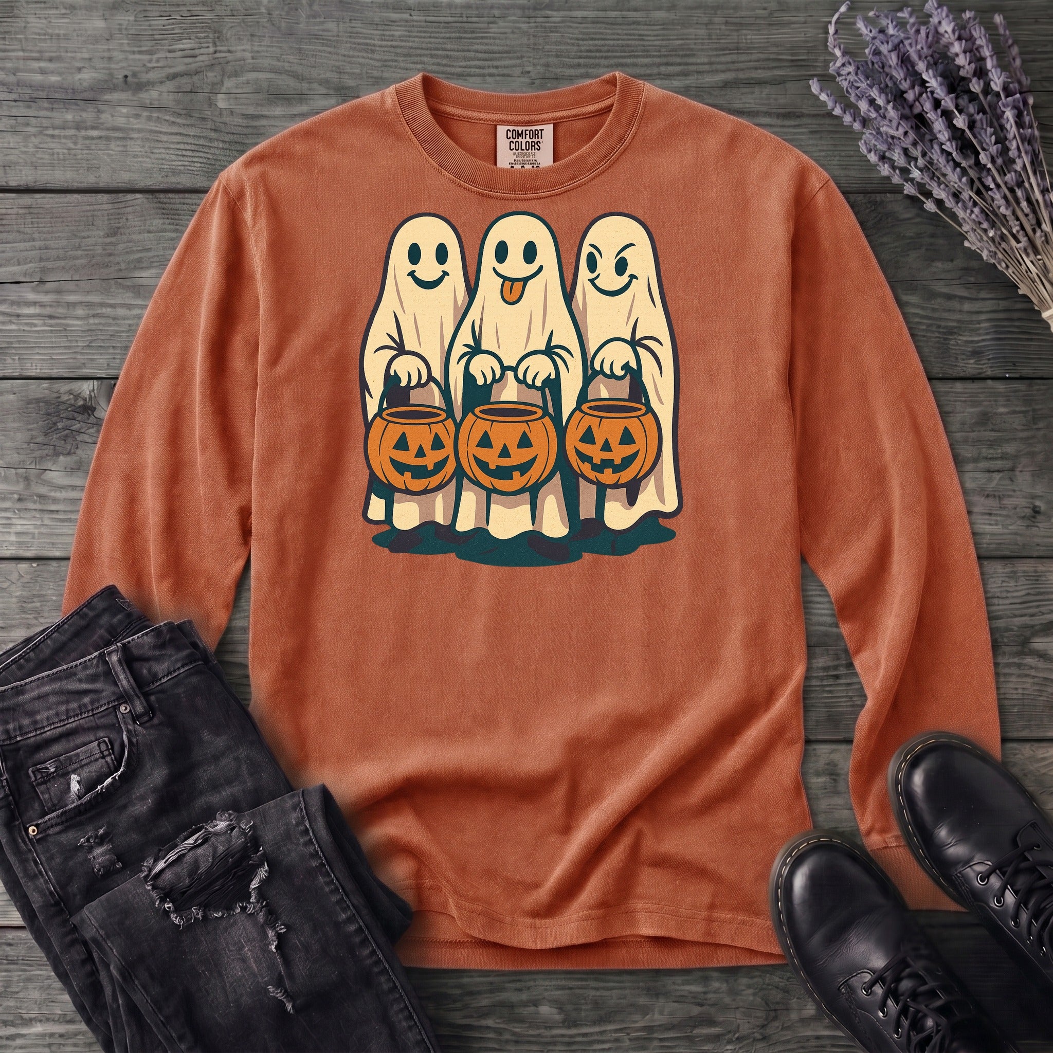 Trick Or Treat Ghosts Long Sleeve T-Shirt