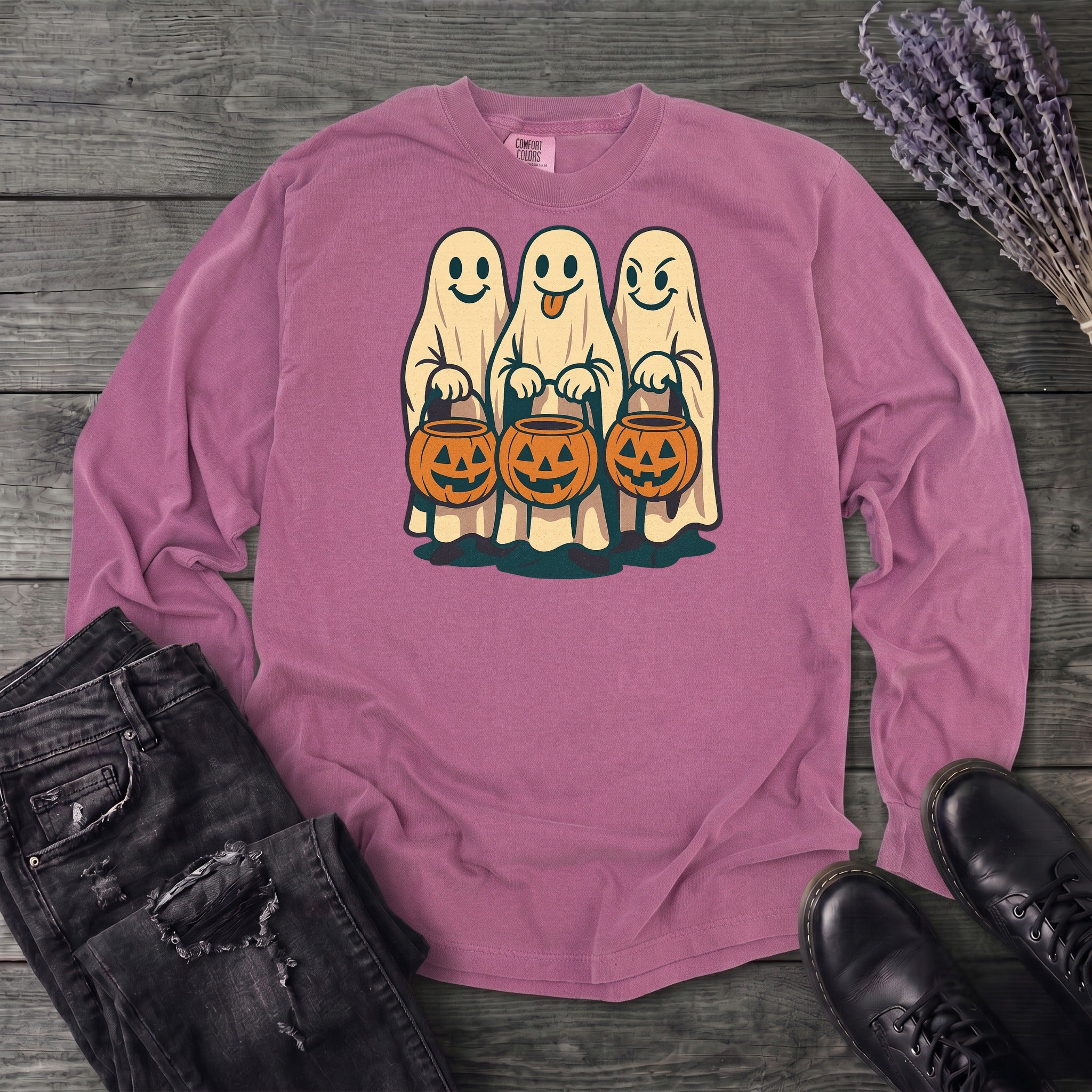 Trick Or Treat Ghosts Long Sleeve T-Shirt