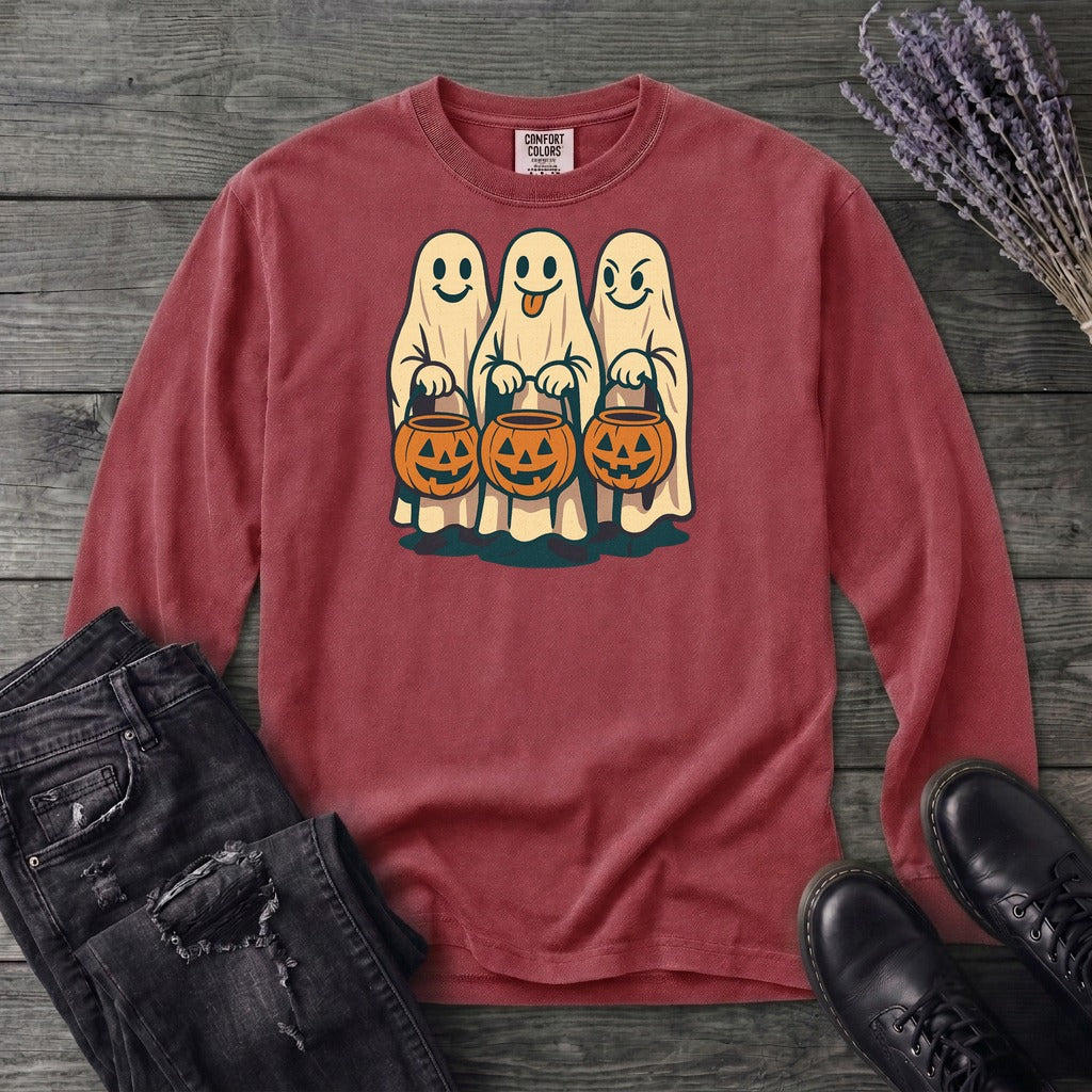 Trick Or Treat Ghosts Long Sleeve T-Shirt