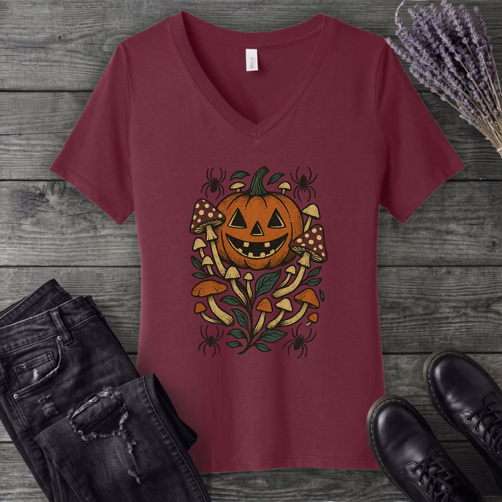 Jack O Lantern Goblincore V-Neck T-Shirt