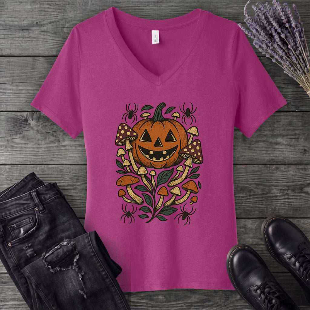 Jack O Lantern Goblincore V-Neck T-Shirt