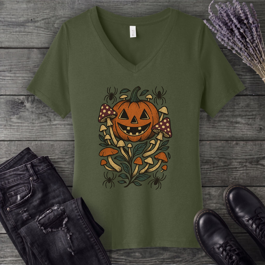 Jack O Lantern Goblincore V-Neck T-Shirt