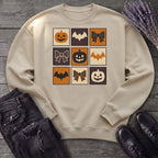 Grid Pumpkin Bow Bat Sweatshirt