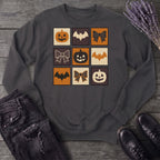 Grid Pumpkin Bow Bat Sweatshirt