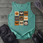 Grid Pumpkin Bow Bat Tank Top