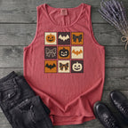 Grid Pumpkin Bow Bat Tank Top