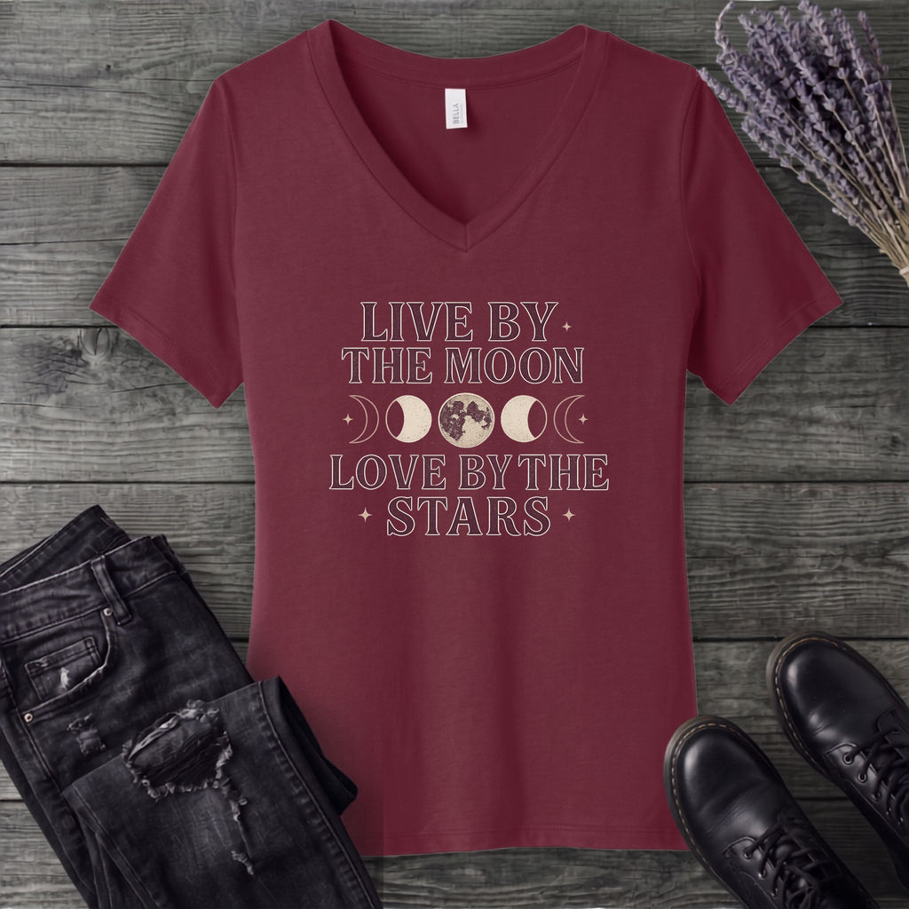 Live By The Moon Love By The Stars V-Neck T-Shirt