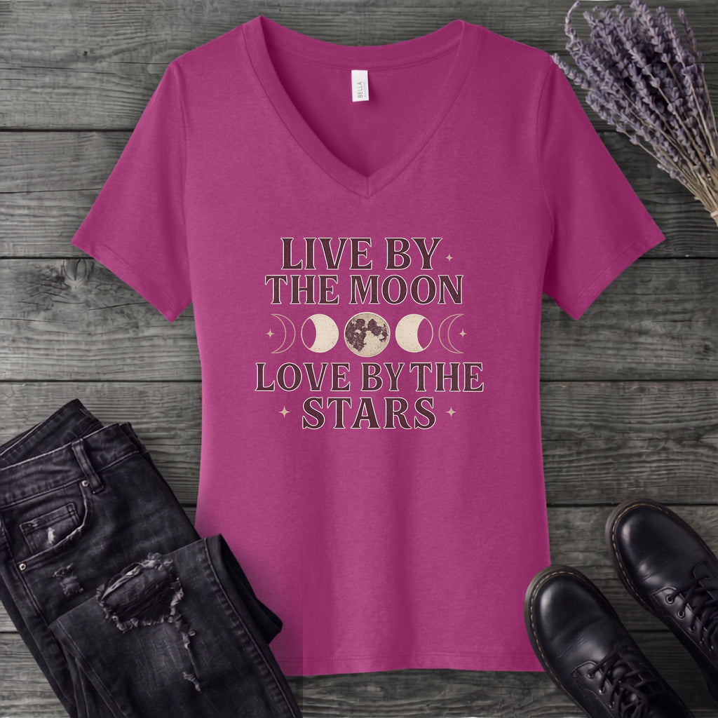 Live By The Moon Love By The Stars V-Neck T-Shirt