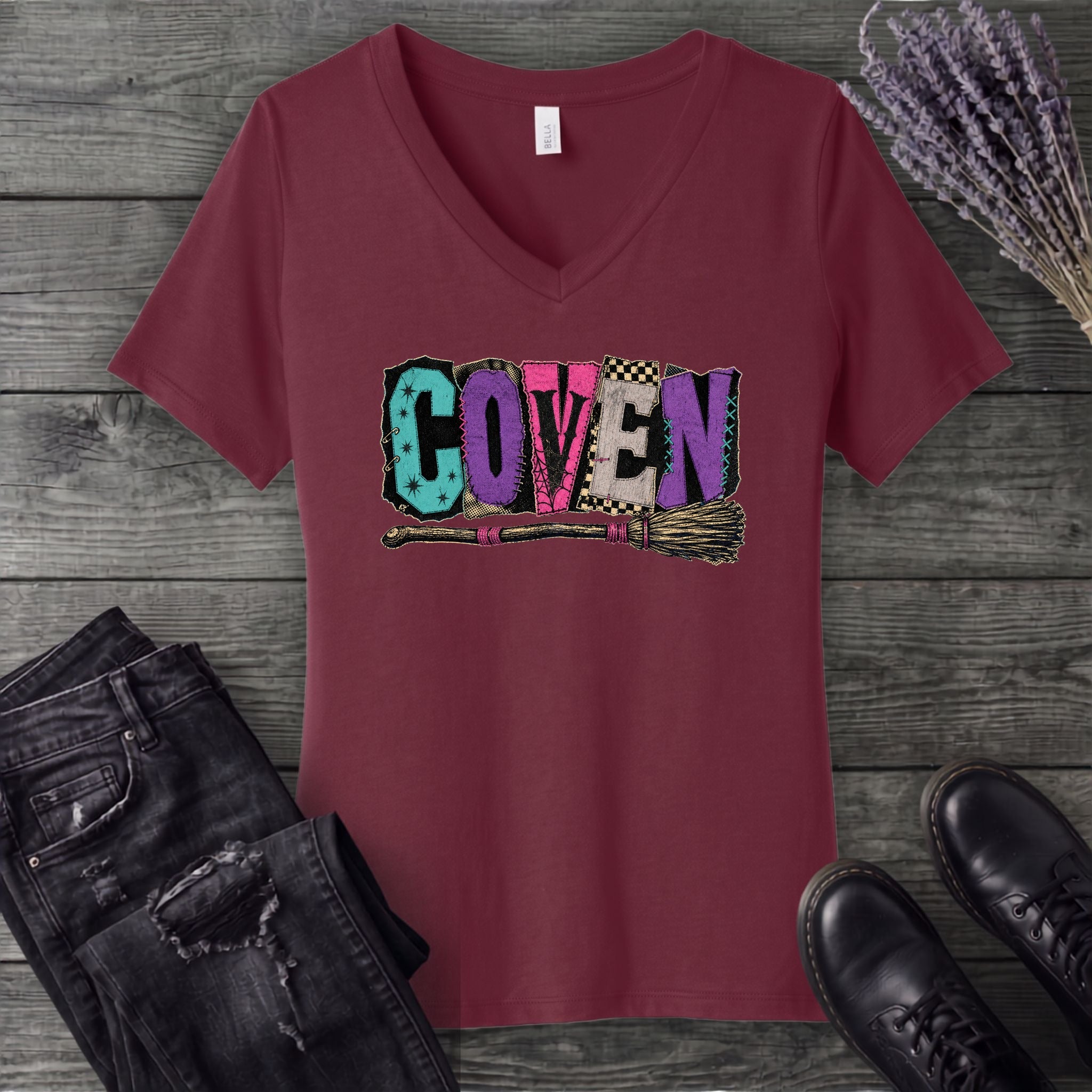 Patchwork Coven V-Neck T-Shirt