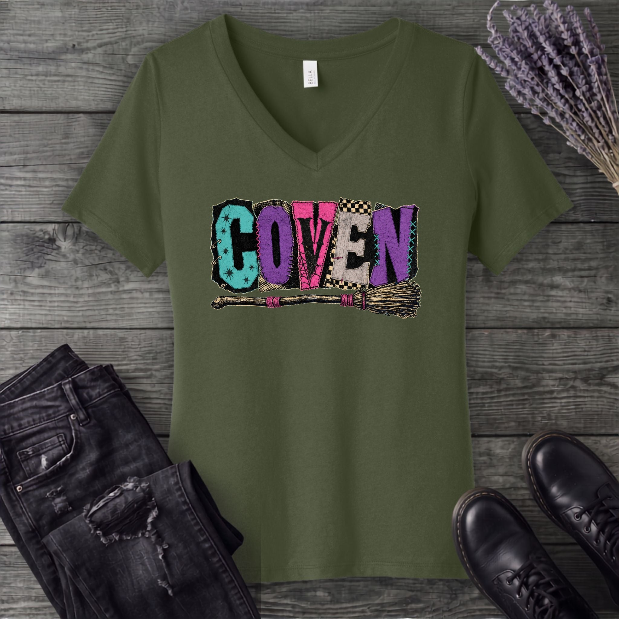 Patchwork Coven V-Neck T-Shirt