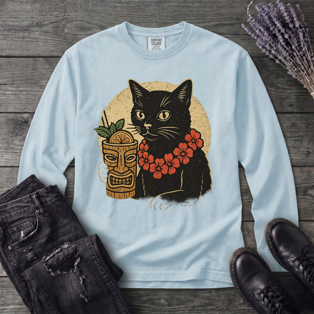 black cat tiki Long Sleeve T-Shirt