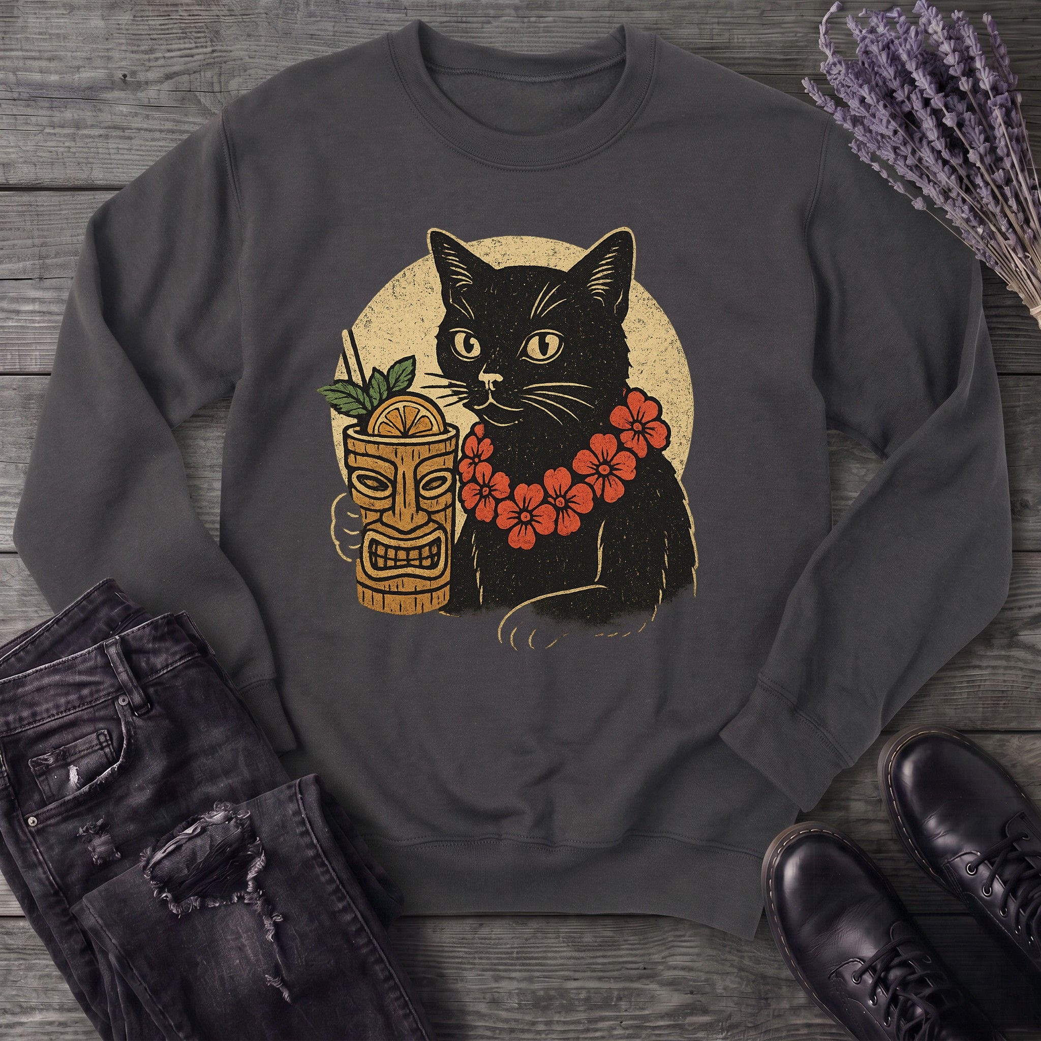 black cat tiki Sweatshirt