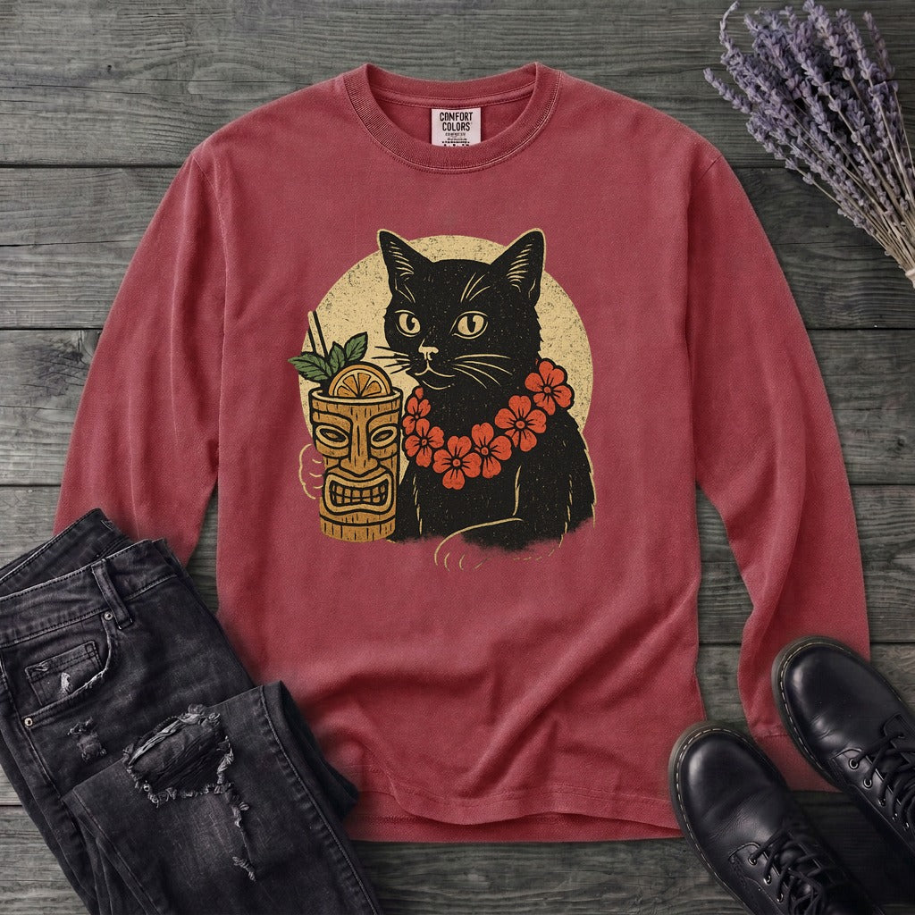 black cat tiki Long Sleeve T-Shirt