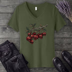 botanical branch of skull cherries V-Neck T-Shirt
