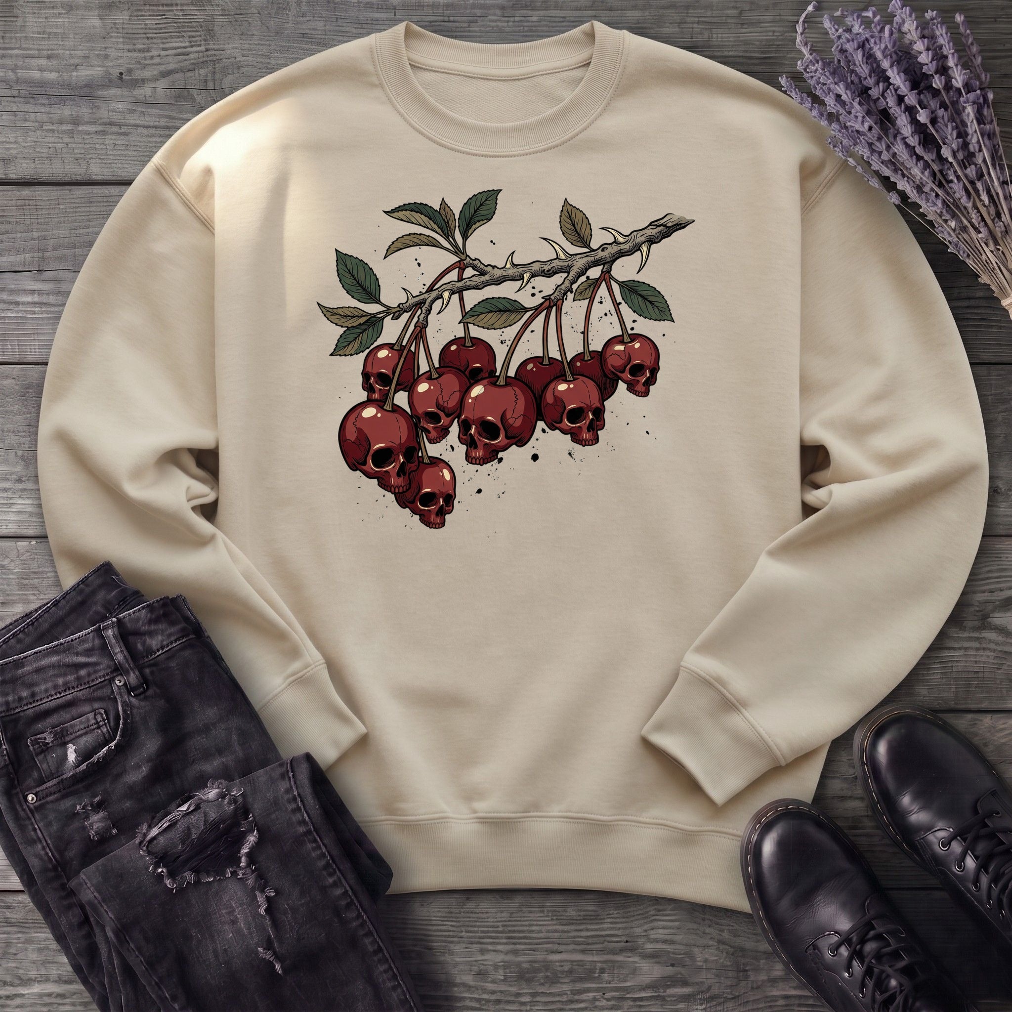 botanical branch of skull cherries Sweatshirt