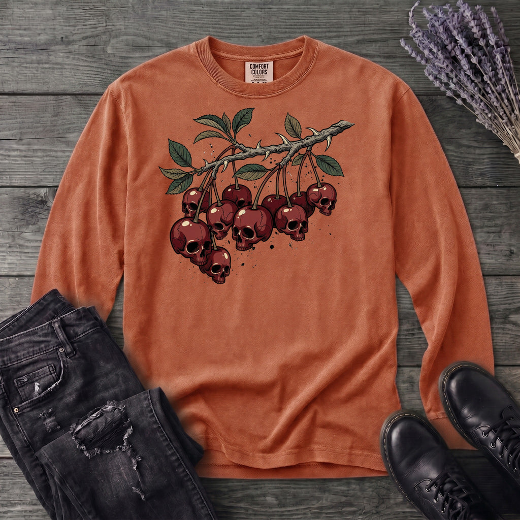 botanical branch of skull cherries Long Sleeve T-Shirt