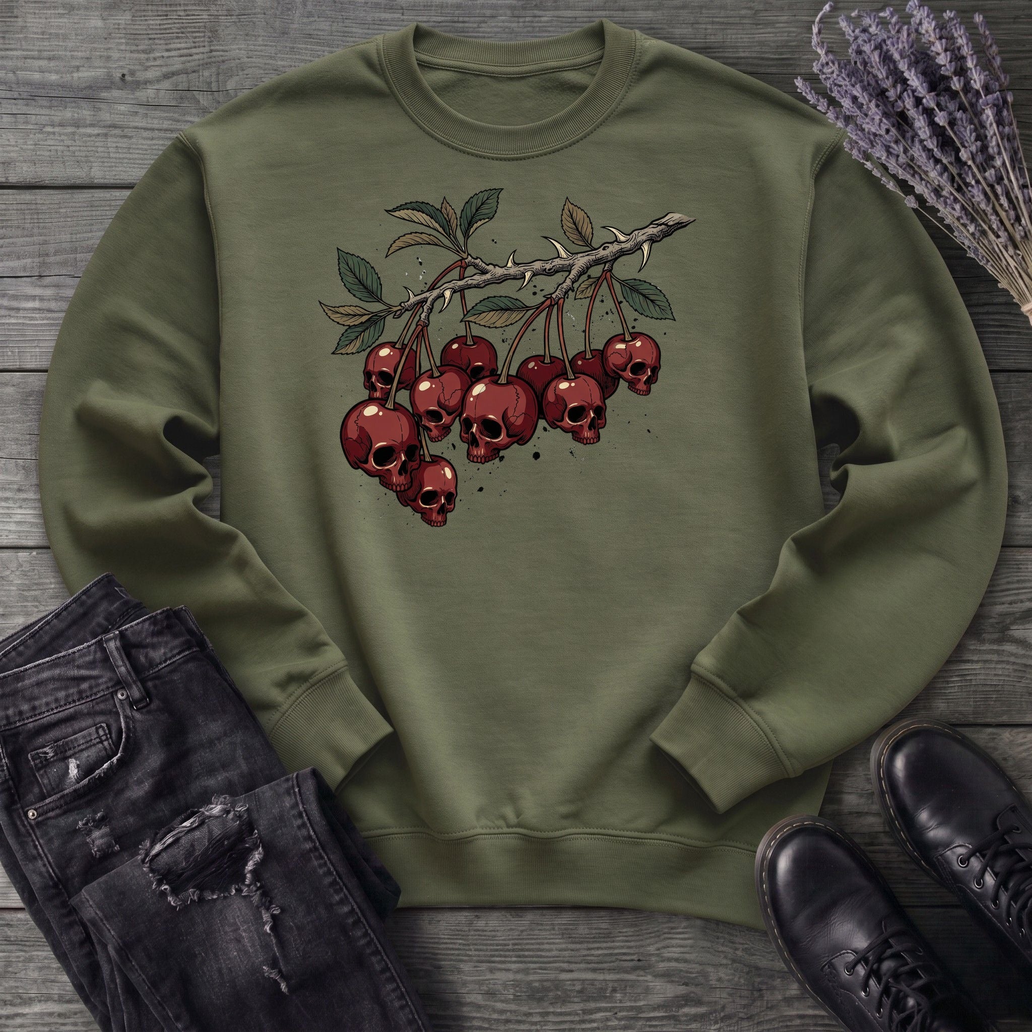 botanical branch of skull cherries Sweatshirt