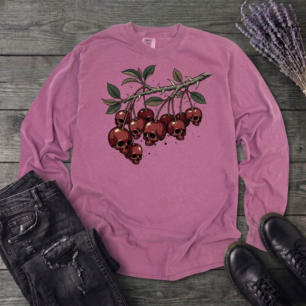 botanical branch of skull cherries Long Sleeve T-Shirt