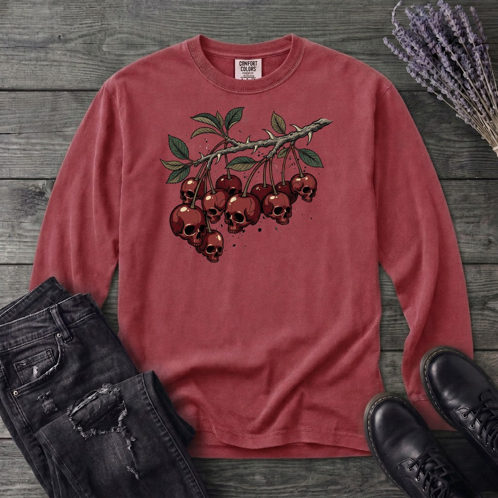 botanical branch of skull cherries Long Sleeve T-Shirt