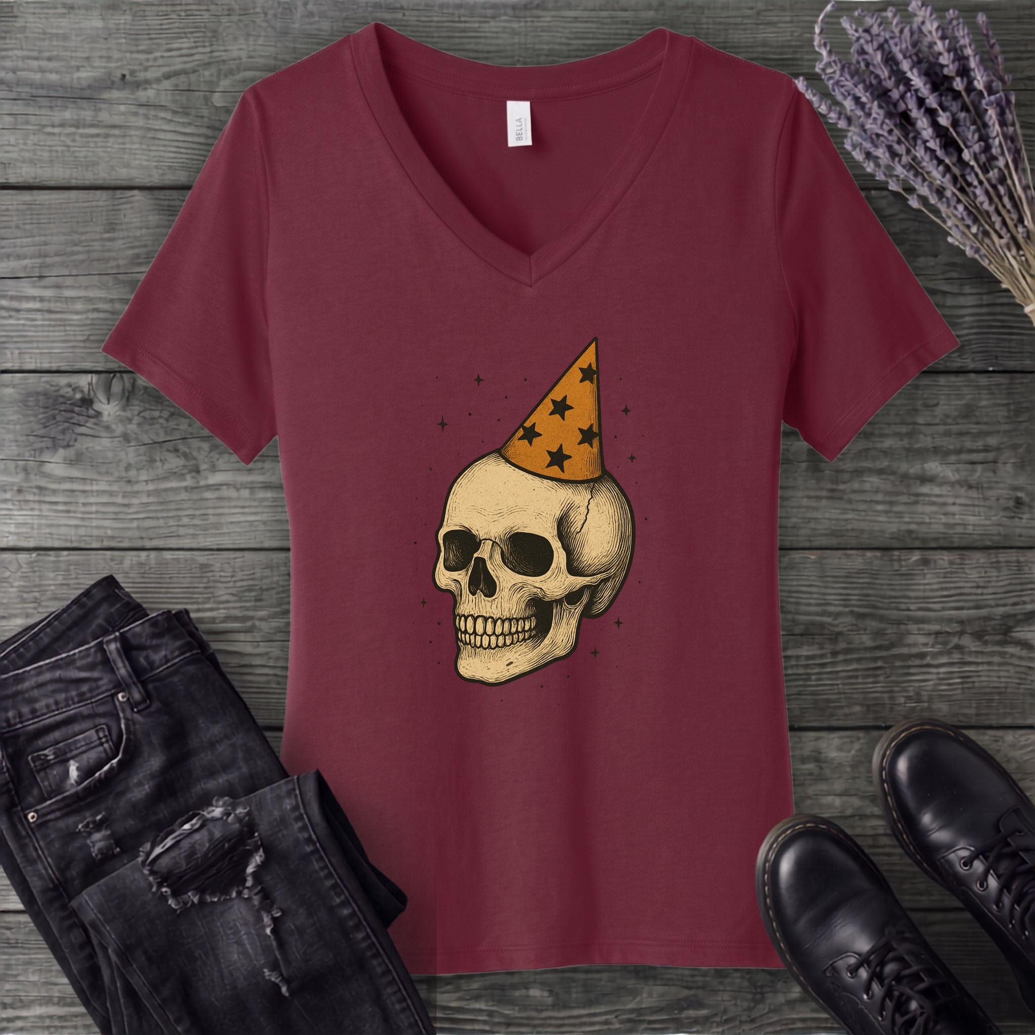 Birthday Skull V-Neck T-Shirt