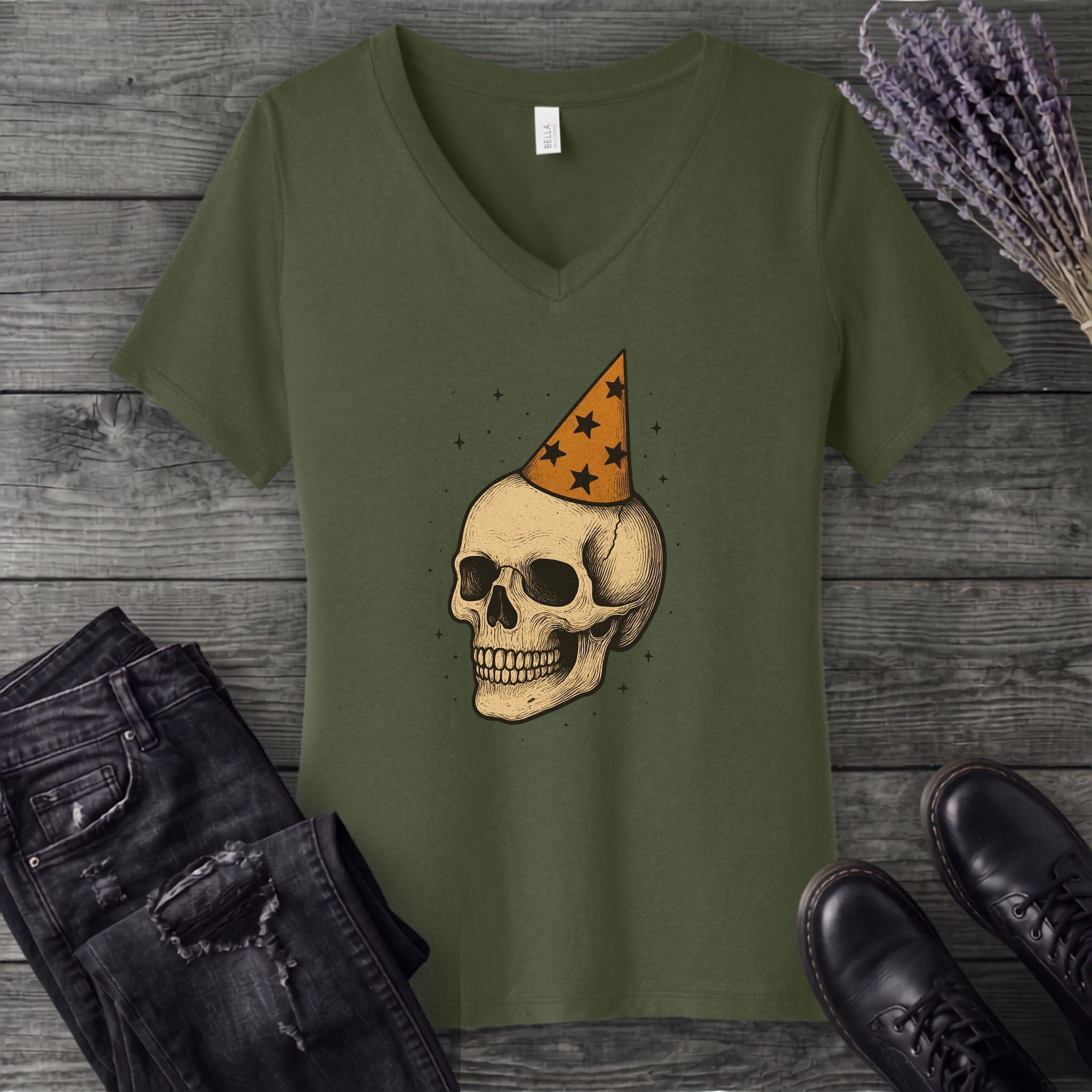 Birthday Skull V-Neck T-Shirt