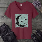 Grunge Moon Stars V-Neck T-Shirt