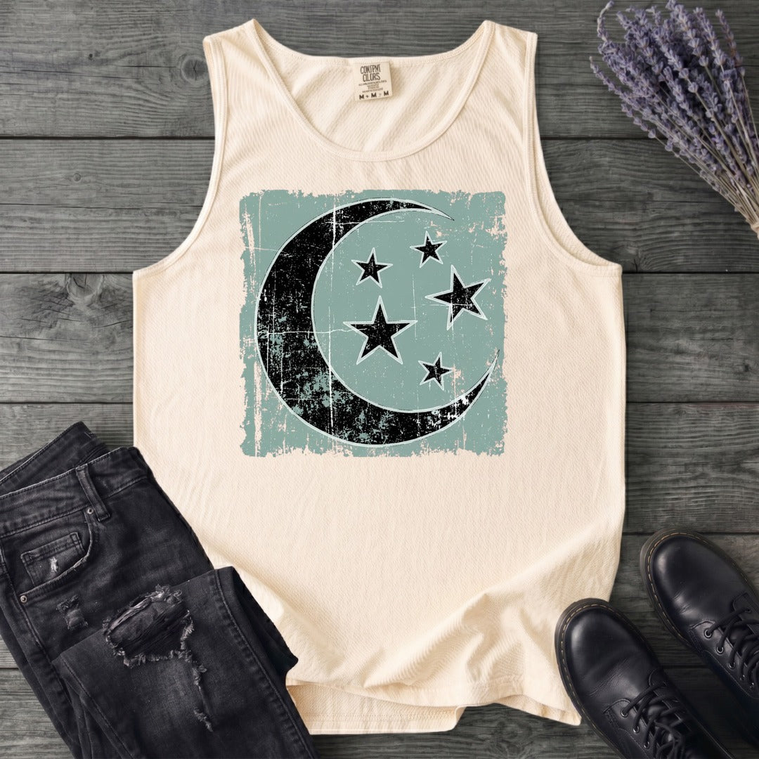 Grunge Moon Stars Tank Top
