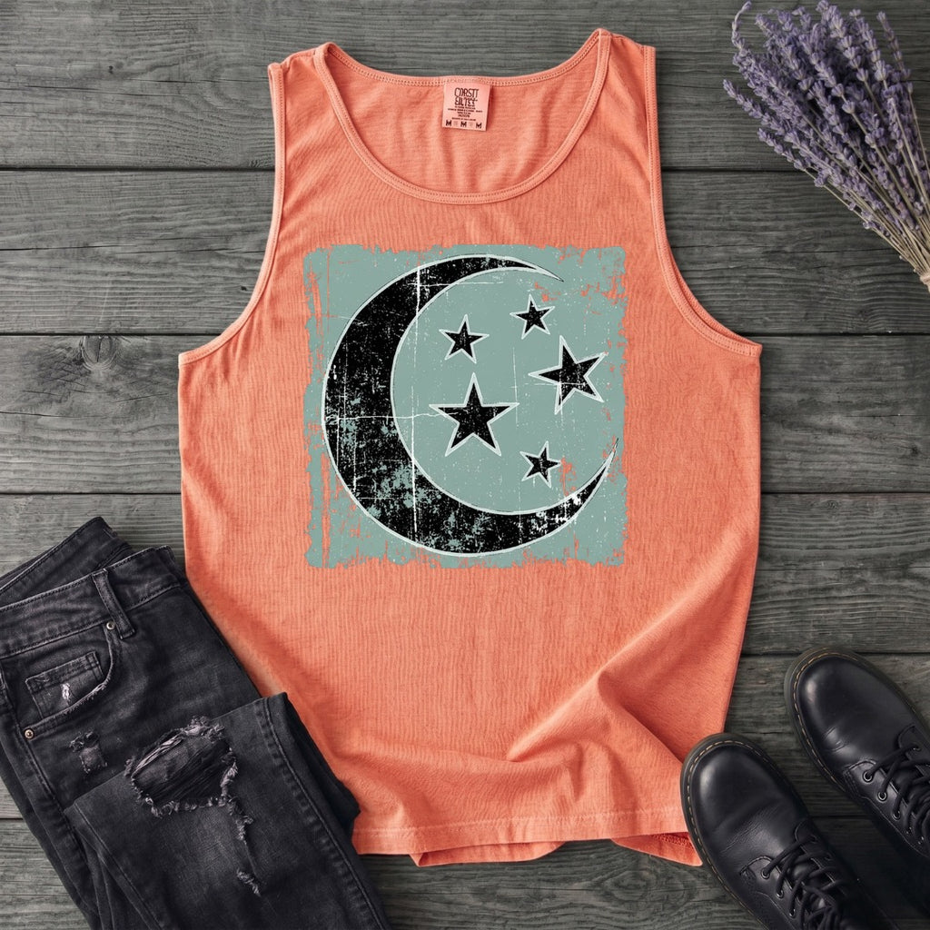 Grunge Moon Stars Tank Top